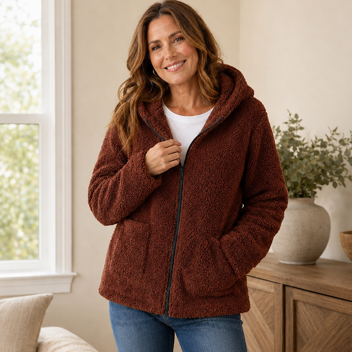 Cozyelle | Fleece-Look Kapuzenjacke für Damen – Weich und Warm