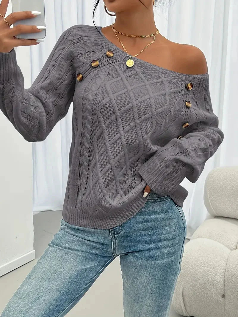 Lina | Langärmeliger Pullover mit Zopfmuster für Damen