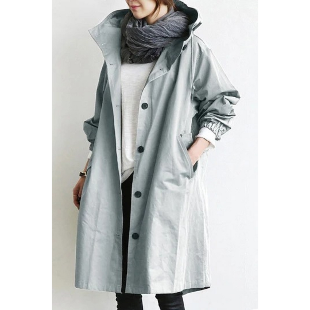Valentina | Long Hooded Trench Coat for Style and Comfort