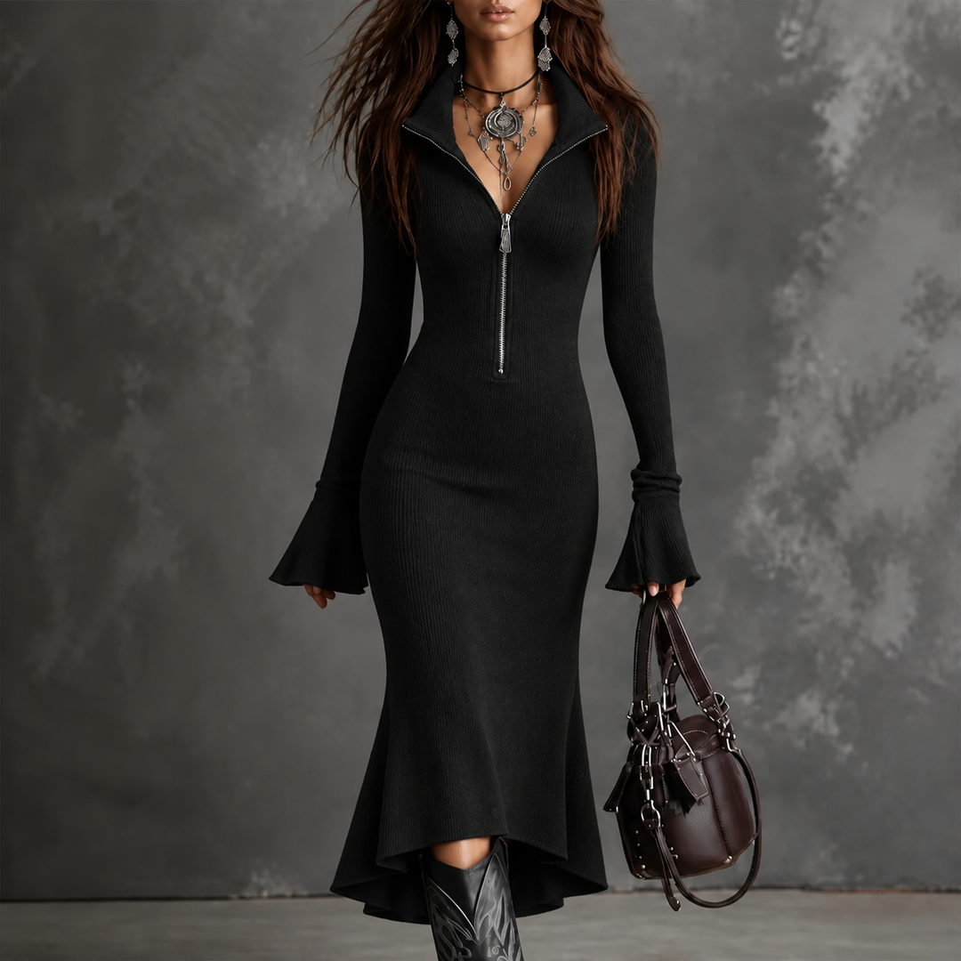 Selara | Fishtail Knit Midi Dress – Eleganter Look für Frauen