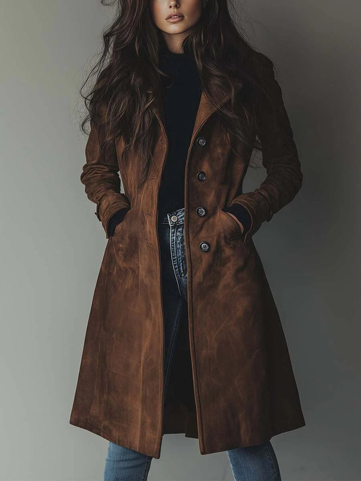 Charlie | Long Double-Breasted Trench Coat with Timeless Elegance