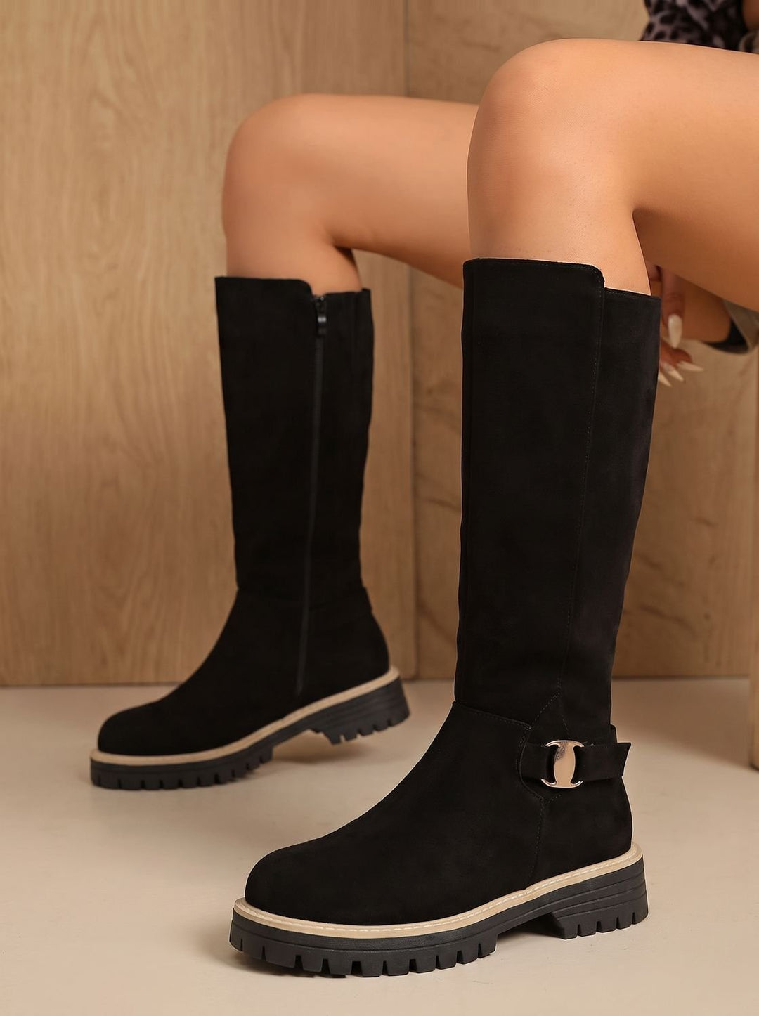Evelyn | Kniehohe Stiefel mit Schnallendetail für Damen
