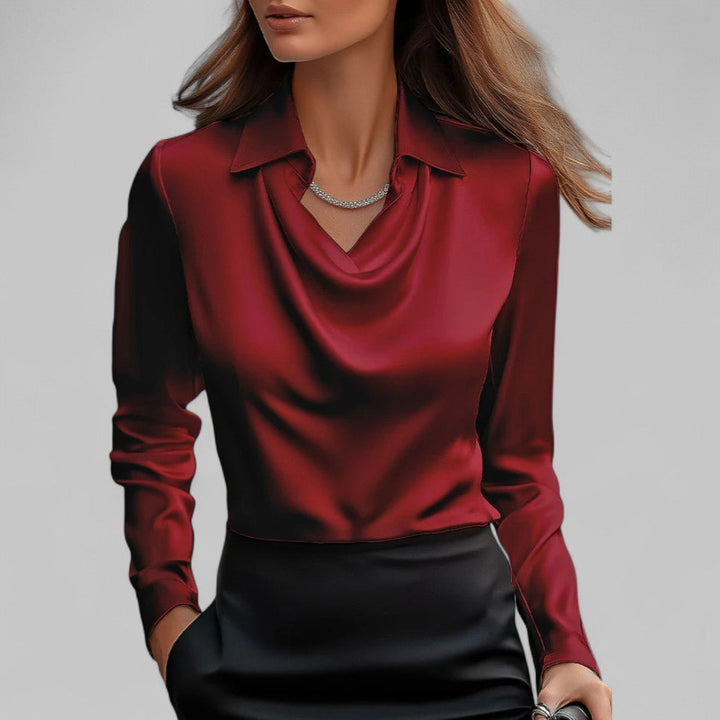 Andrea | Drapierte Bluse aus Satin – Elegantes Design