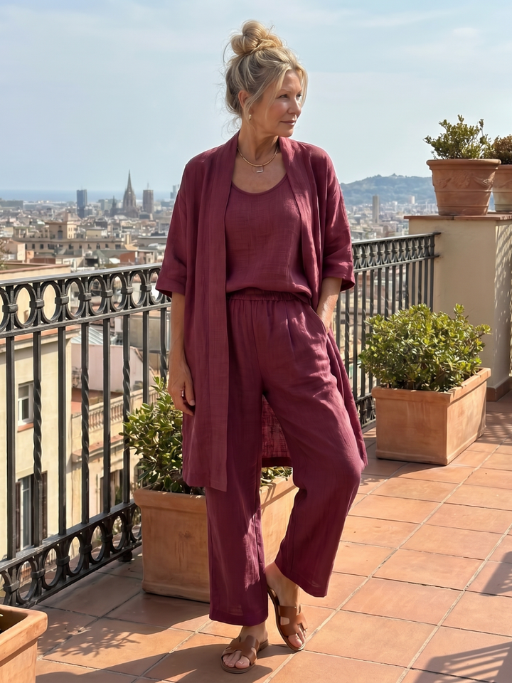 Yael | Three Piece Relaxed Pant Set – Leichter Komfort für Damen