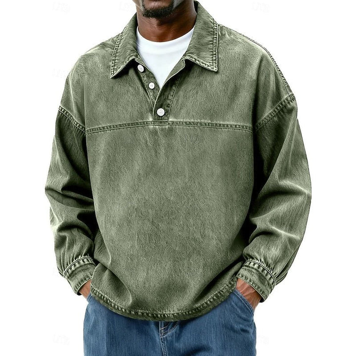 Gabriel | Washed Long Sleeve Polo Shirt für Männer