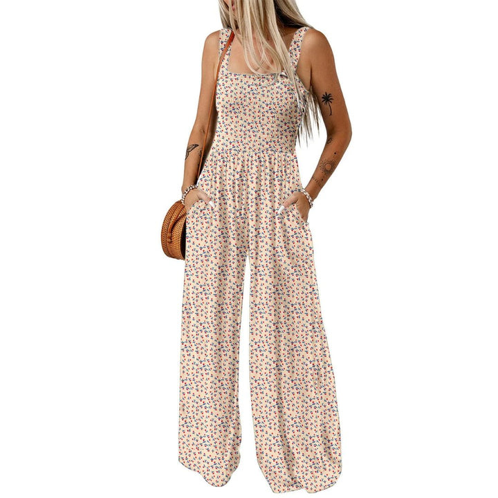 Ursula | Damen-Frühlings-Jumpsuit mit weitem Bein und Blumenmuster