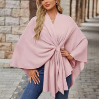 Laura | Elegant poncho with feminine front knot for women