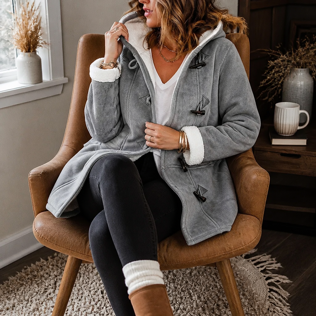 Plushbelle | Wintermantel mit Kapuze – Plüschfutter für Damen