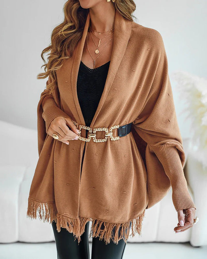 Velora | Poncho mit Fransen für Damen