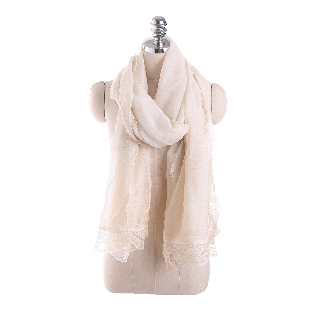 Drune | Linen Scarf with Lace Trim – Elegant Oversized Wrap