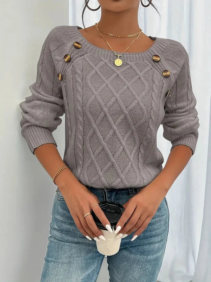 Lina | Langärmeliger Pullover mit Zopfmuster für Damen