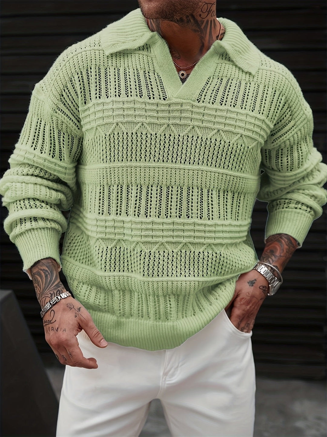 Oscar | Gestrickter Pullover mit Kragen für Männer