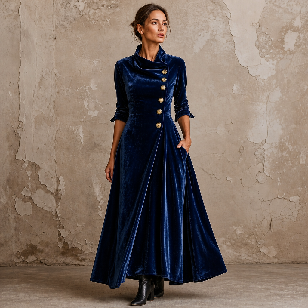 Veloura | Cowl Neck Velvet-Look Maxi Dress – Elegante Abendkleid für Frauen