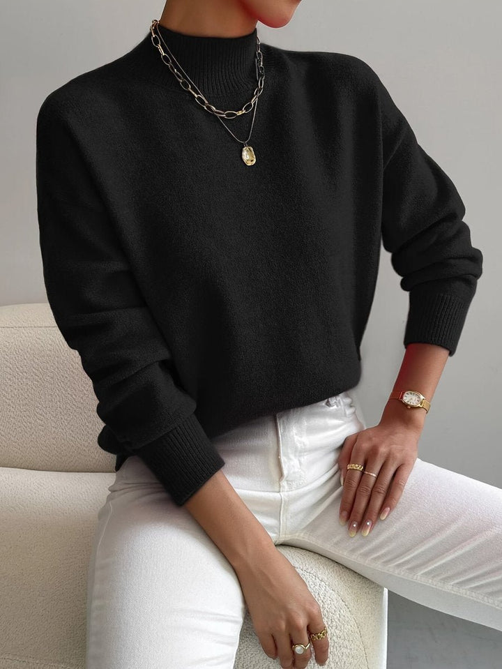 Elisabeth | Relaxed-Fit Langarm Sweater mit Stehkragen für Damen