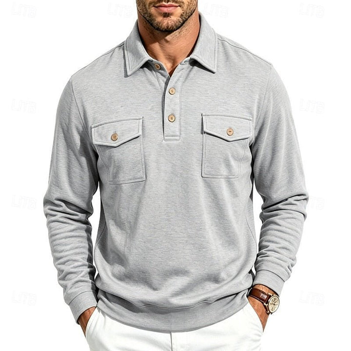 Harold | Langarm Polo-Shirt mit Taschen