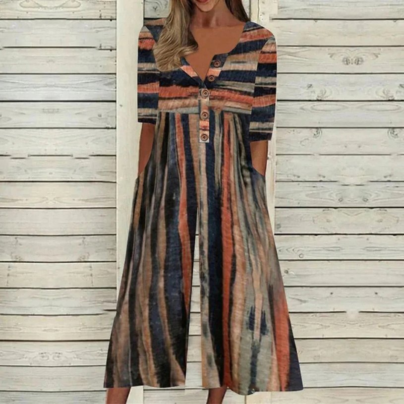 Leonie | Damen Culotte-Jumpsuit – Luftig mit Knopfleiste