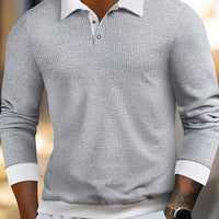 Henrik | Modern Long-Sleeve Polo Shirt with Waffle Texture