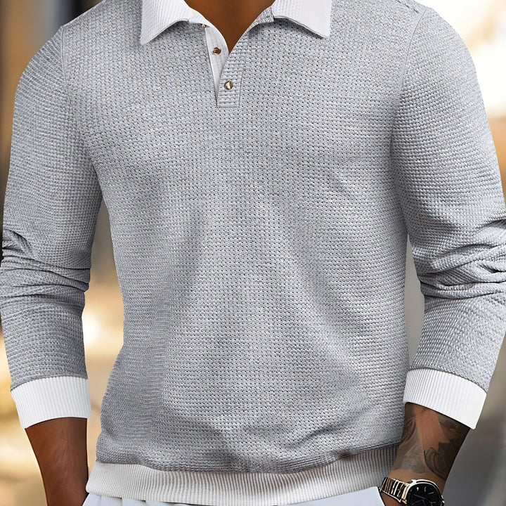 Gareth | Langärmliges Polo-Shirt – Texturiert und Bequem