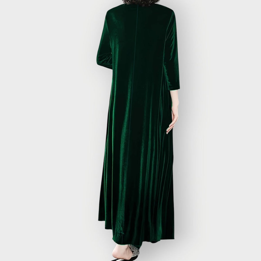 Elisabeth | Samt Maxi-Kleid – Elegantes langärmliges Design für Frauen