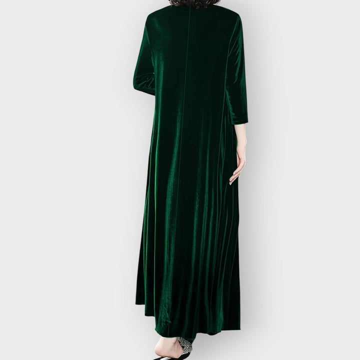 Elisabeth | Samt Maxi-Kleid – Elegantes langärmliges Design für Frauen