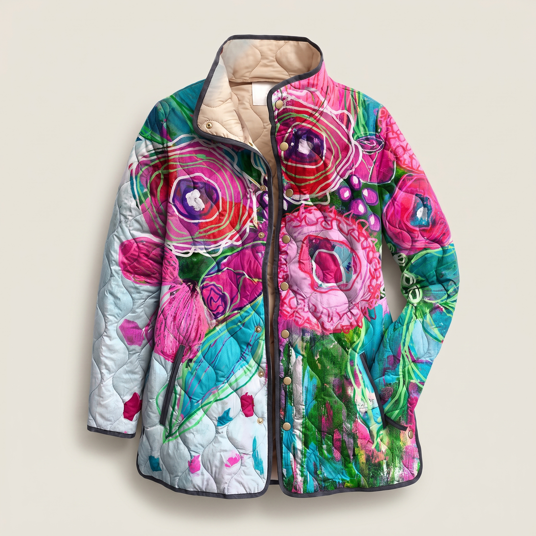 Mira | Quilted Jacket – Elegante Blumenmuster für Frauen