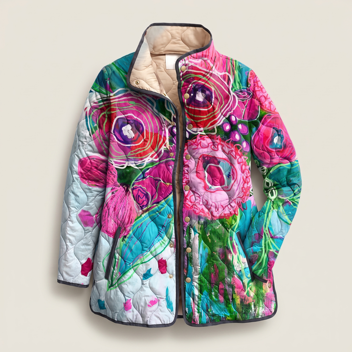 Mira | Quilted Jacket – Elegante Blumenmuster für Frauen