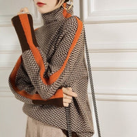 Julia | Herringbone Turtleneck Sweater with a Modern Oversized Look