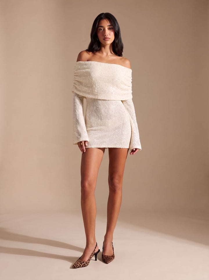 Aria | Bodycon Mini Dress mit Pailletten Off-Shoulder