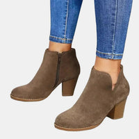Hazel | Edle Veloursleder-Stiefeletten mit Blockabsatz