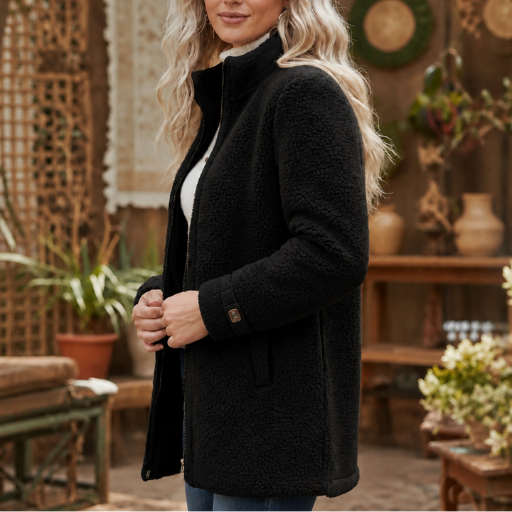 Velmora | Fleece-Look Jacke mit Stehkragen – Bequem und Warm für Frauen