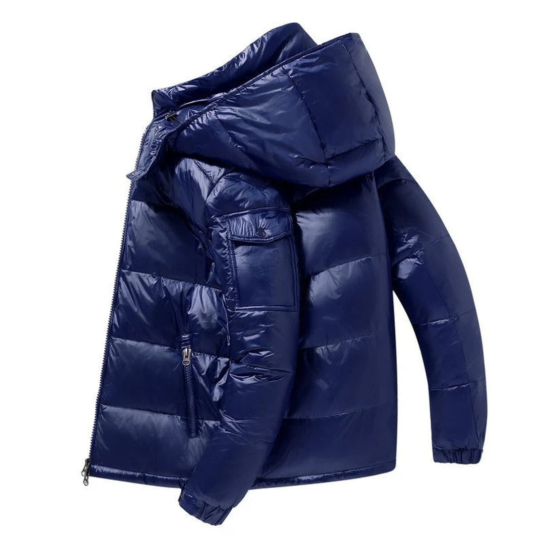 Moritz | Herren Winterjacke – Glänzende Daunen-Steppjacke mit Kapuze