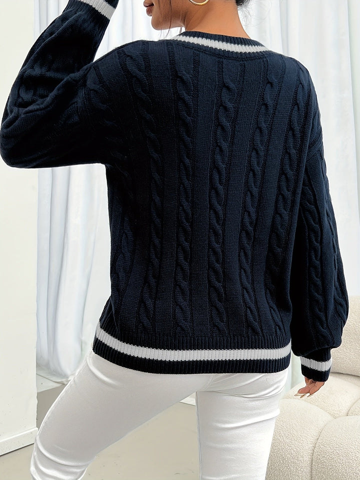 Camryn | Kabelstrick V-Ausschnitt Pullover – Zeitloser Stil