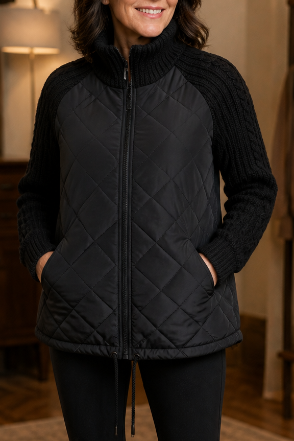 Knitpuff | Quilted Patchwork Puffer Jacket – Stylisch und Warm für Die Wintertage