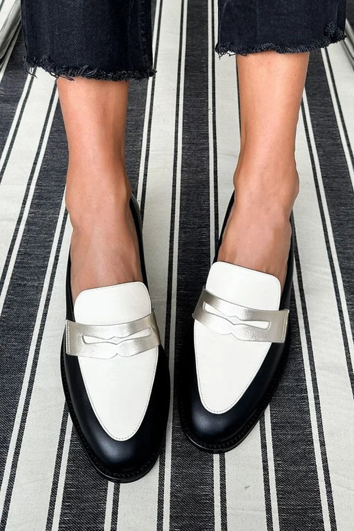 Serena | Elegante Zweifarbige Loafer Mit Modernem Metallic-Akzent