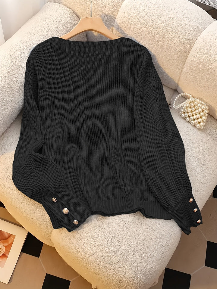 Verity | Ribbed V-Neck Sweater – Elegantes Design für Damen