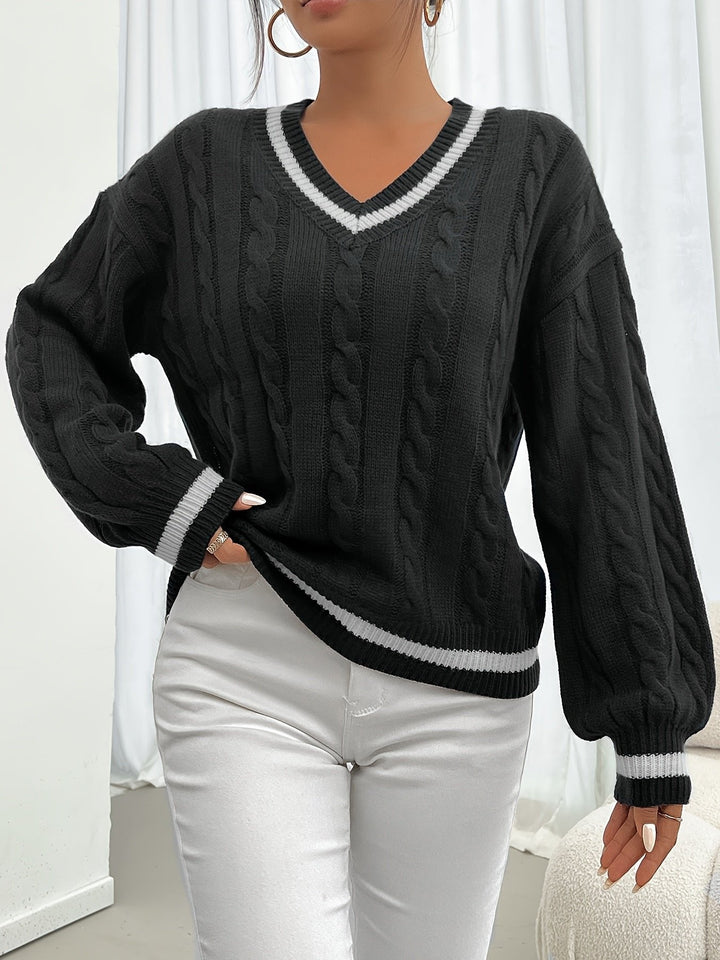 Camryn | Kabelstrick V-Ausschnitt Pullover – Zeitloser Stil