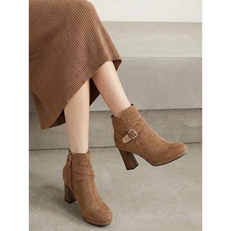 Renata | Block Heel Ankle Boots mit Schnalle