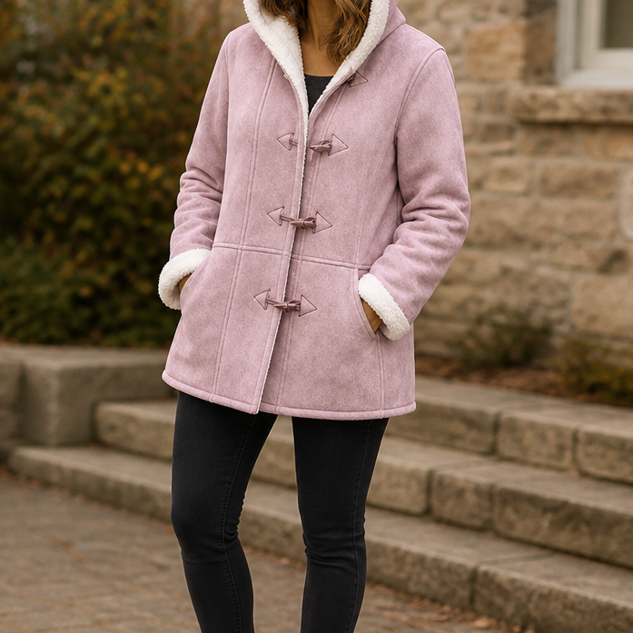 Plushbelle | Wintermantel mit Kapuze – Plüschfutter für Damen