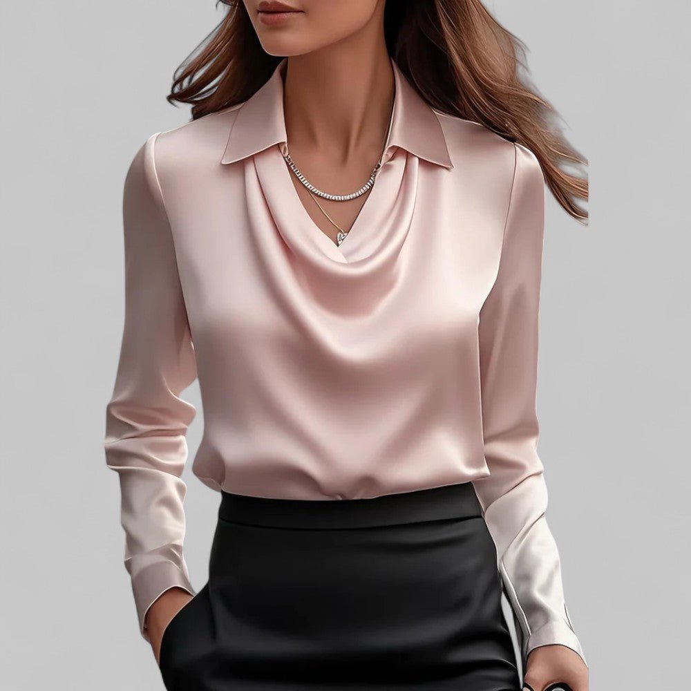 Andrea | Drapierte Bluse aus Satin – Elegantes Design