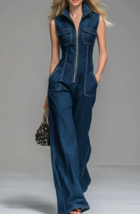 Leni | Comfortable & stylish women's denim jumpsuit