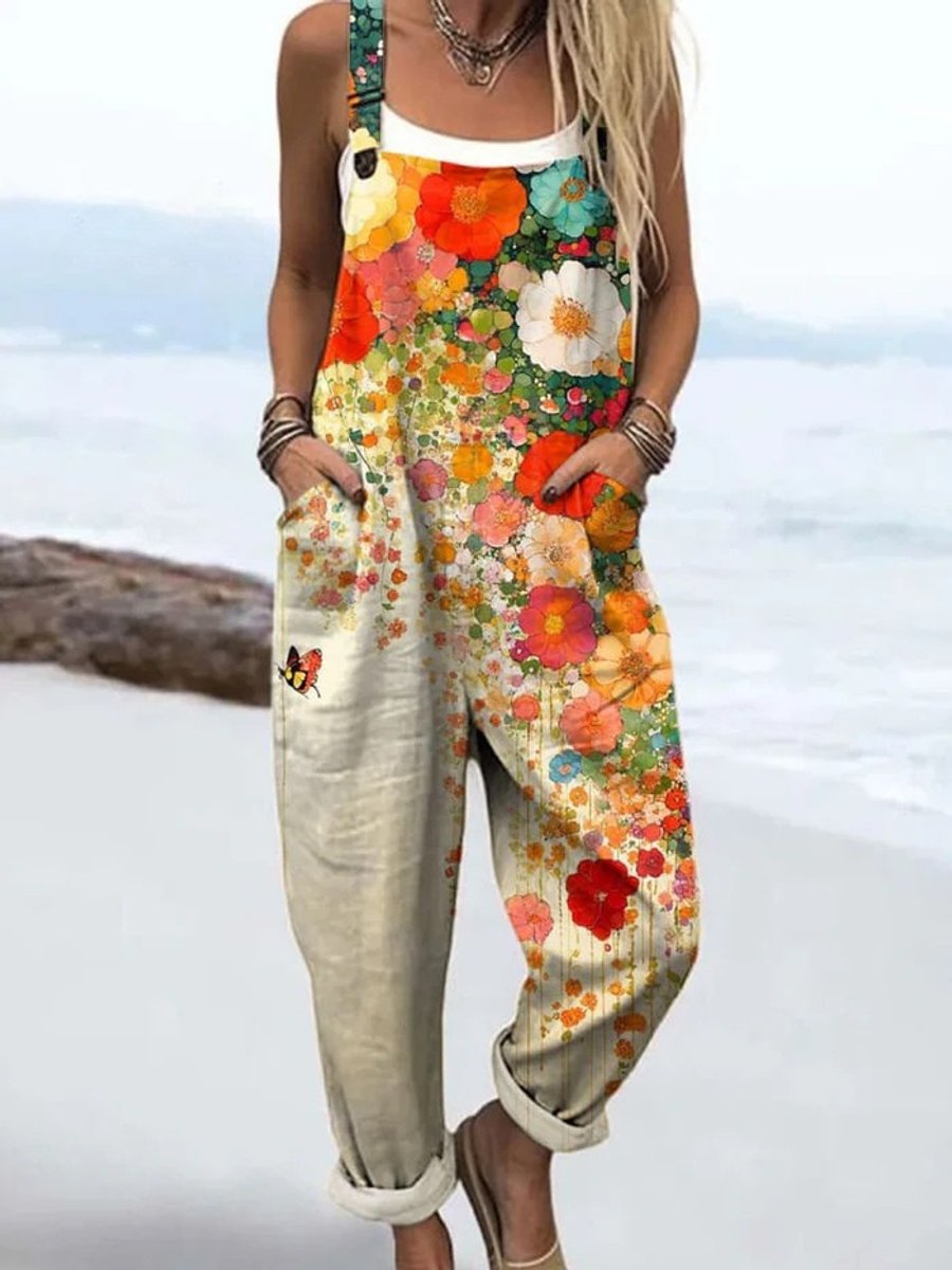 Mia | Blumen-Jumpsuit – Ärmellos mit weitem Bein für Damen