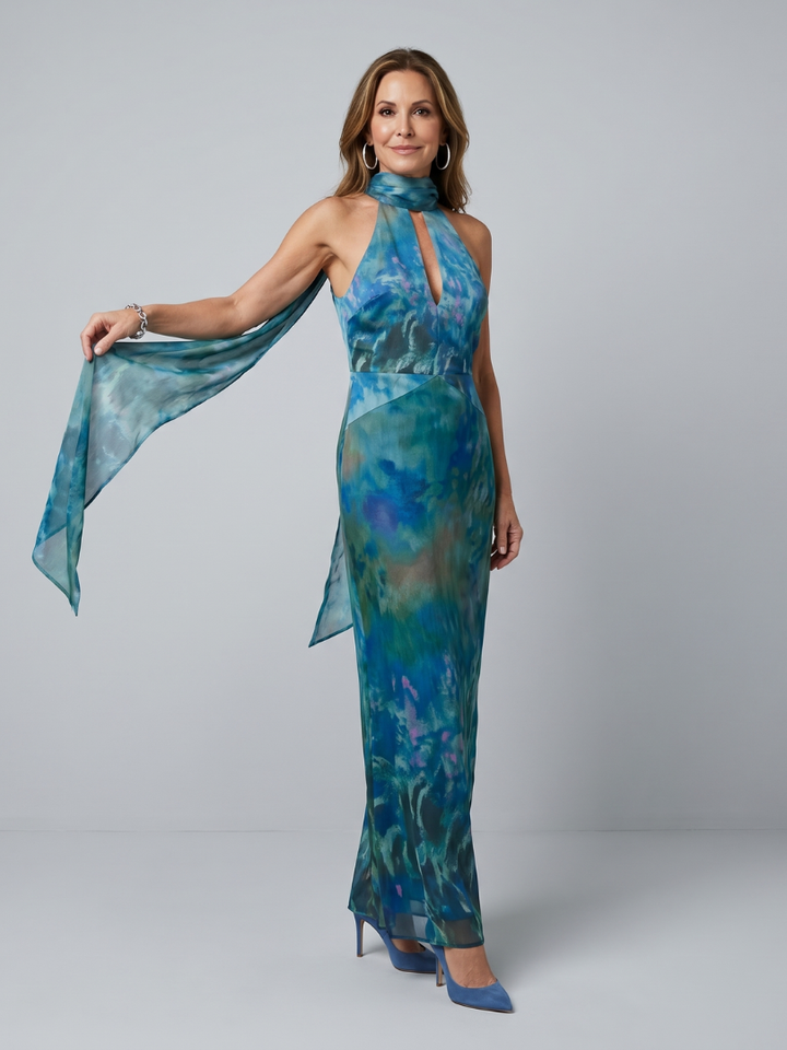 Juniper | Keyhole Halter Maxi Dress – Elegante Silhouette für Frauen