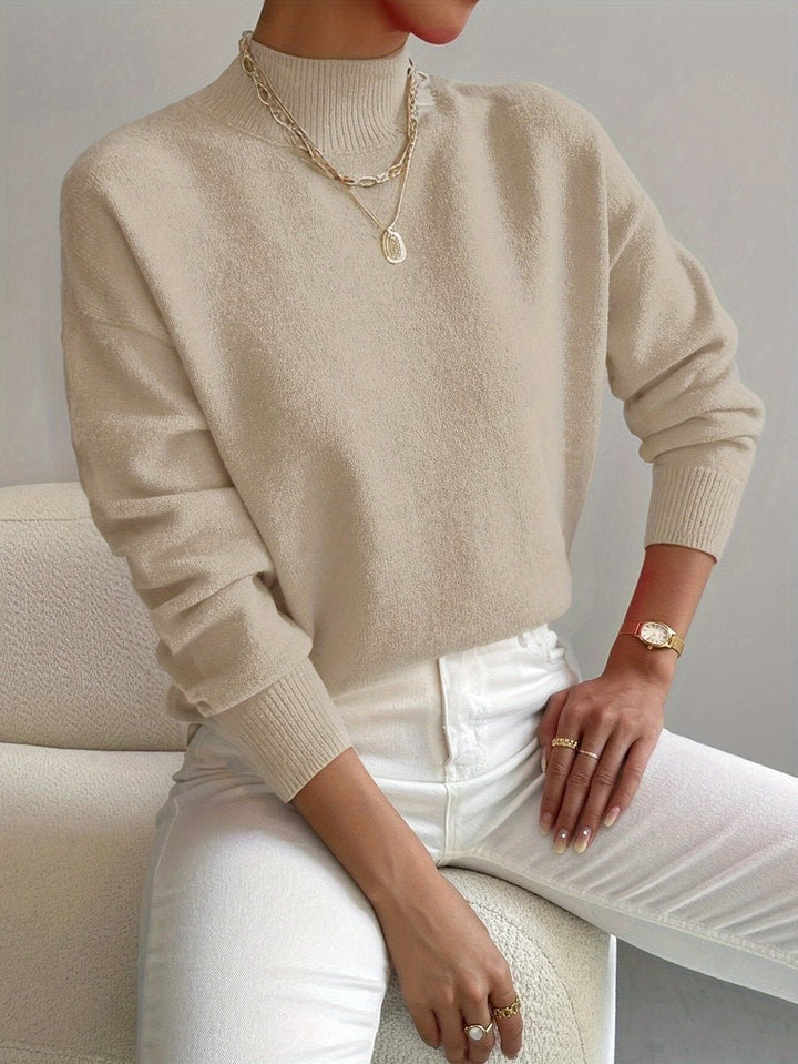Elisabeth | Relaxed-Fit Langarm Sweater mit Stehkragen für Damen