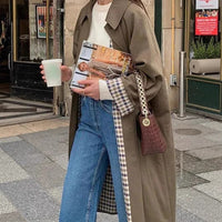 Alice | Long Oversized Trench Coat with Checked Interior Details