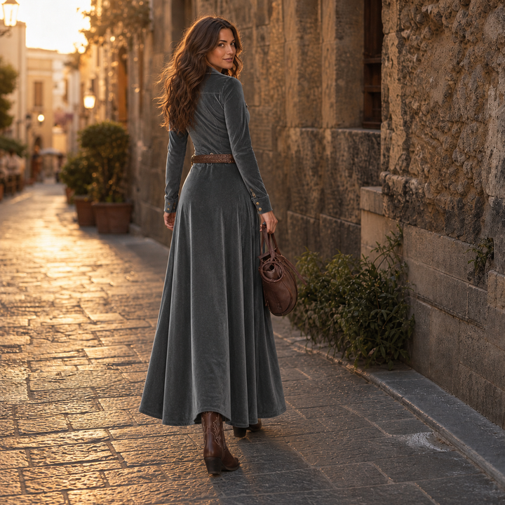 Vena | A-Line Maxi Dress – Elegante Knopf-Front Variante