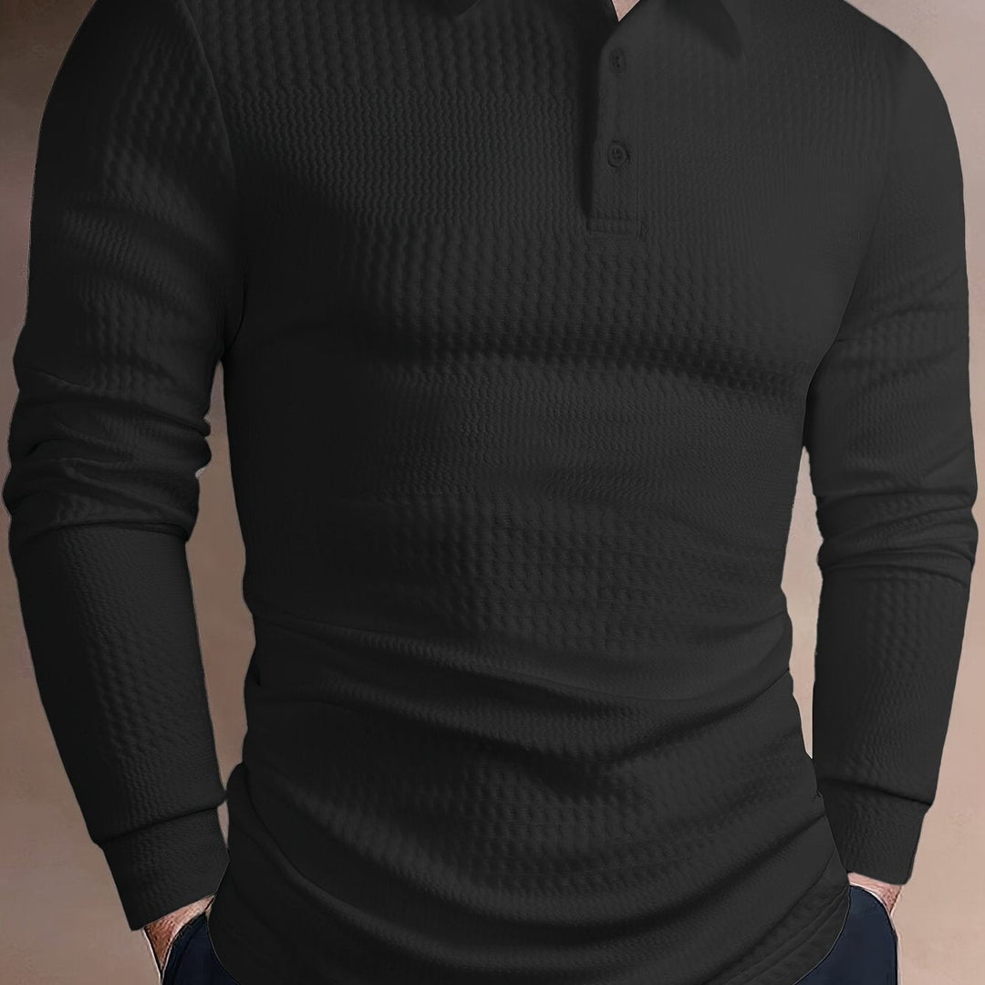 Fletcher | Langarm-Polohemd mit strukturiertem Design