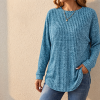 Clara | Oversized Waffelstrickpullover mit Modernem Rundsaum