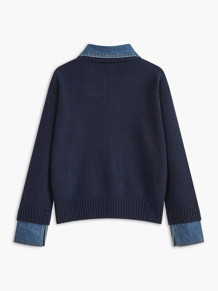 Amelie | Strickpullover mit Denim-Kragen – Stilvoll für Damen