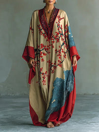 Mila | Artistic floral maxi dress with batwing sleeves and long sleeves