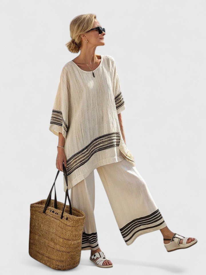Johanna | Damen Leinen-Mix Zweiteiler Set – Oversized Style für jeden Anlass
